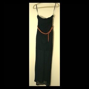 Black Lace Overlay Strapless Dress